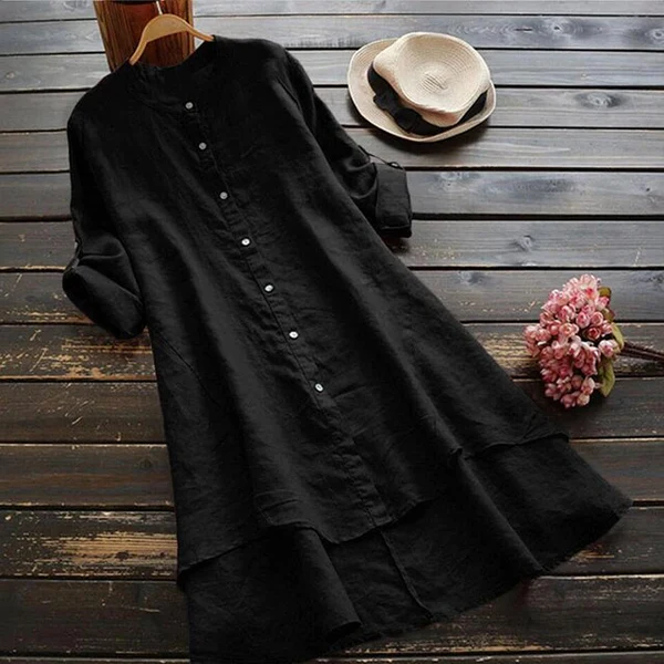 Women’s Casual Button-Front Layered Midi Dress