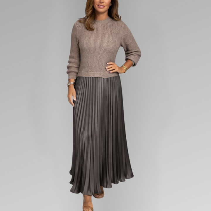 Claudia - Robe longue avec pull et jupe plissée