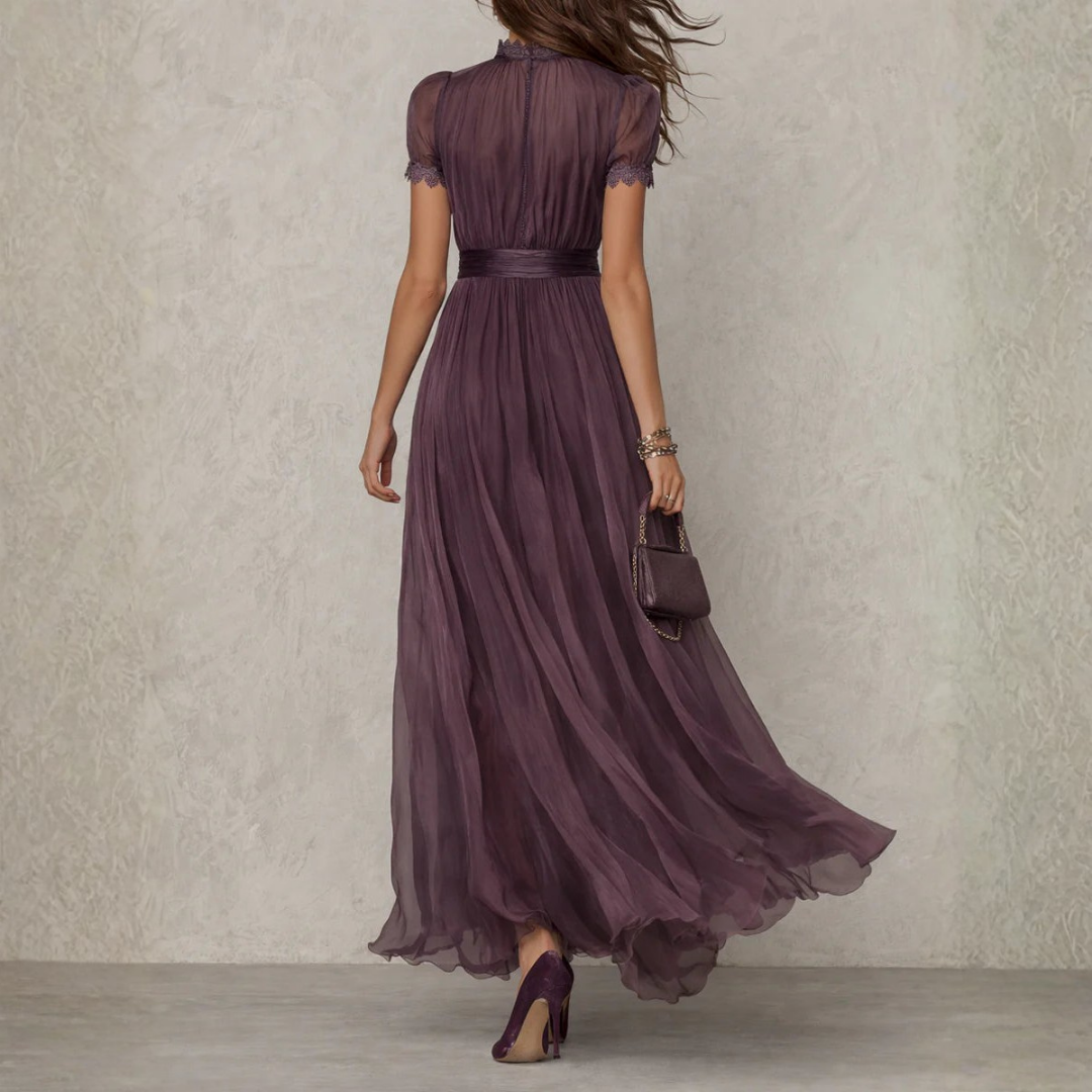 Vivienne | Vestido largo de gasa con encaje