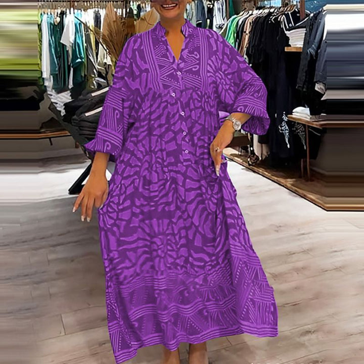 Azzon| Vestido Feminino Confortável com Estampa Moderna