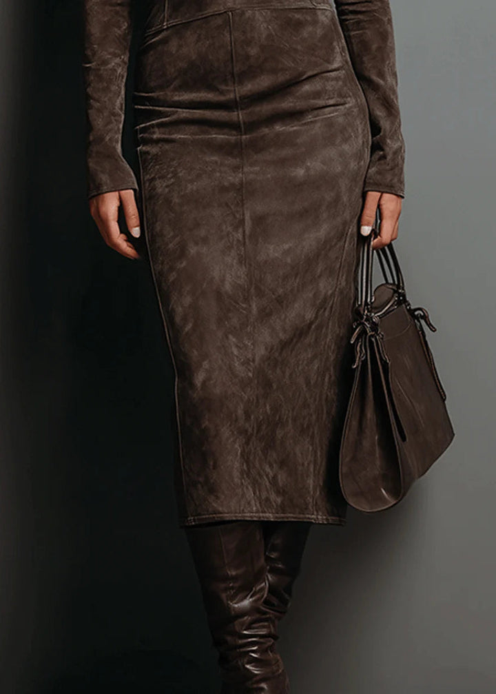 Sara ~ Suede Midi Dress