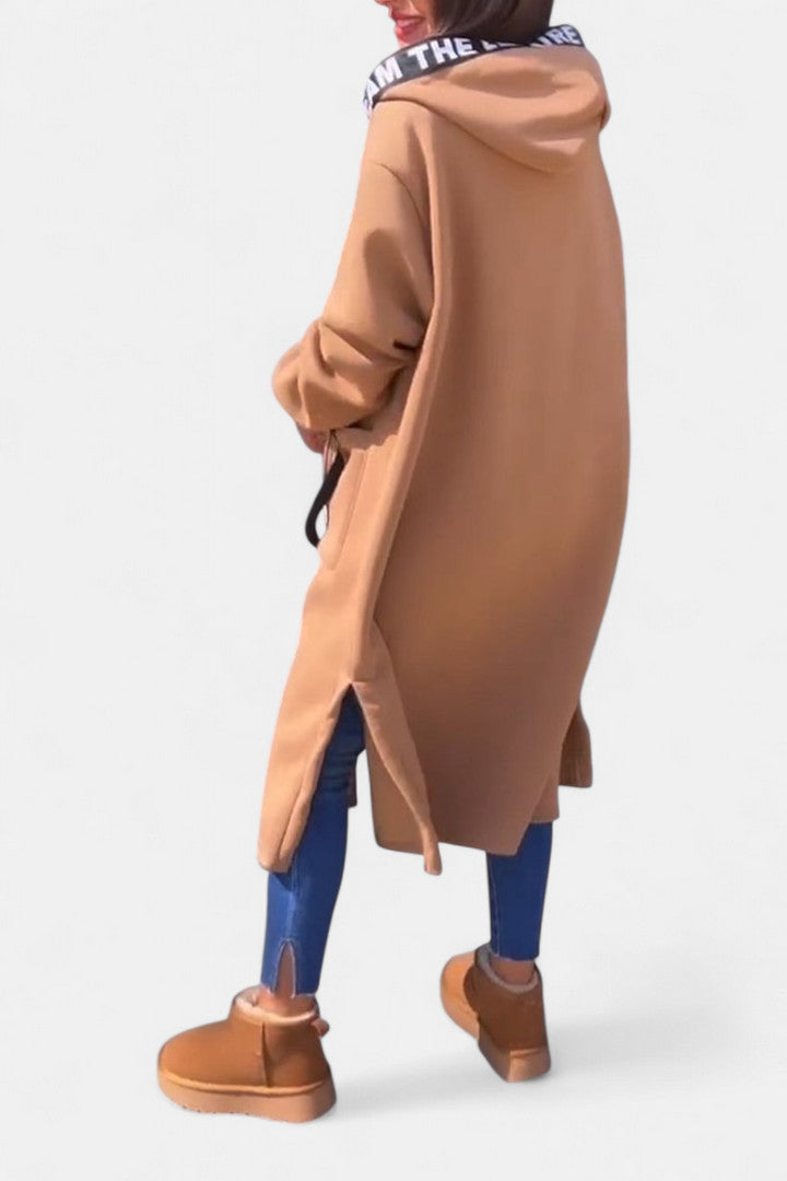Manteau long élégant avec capuche