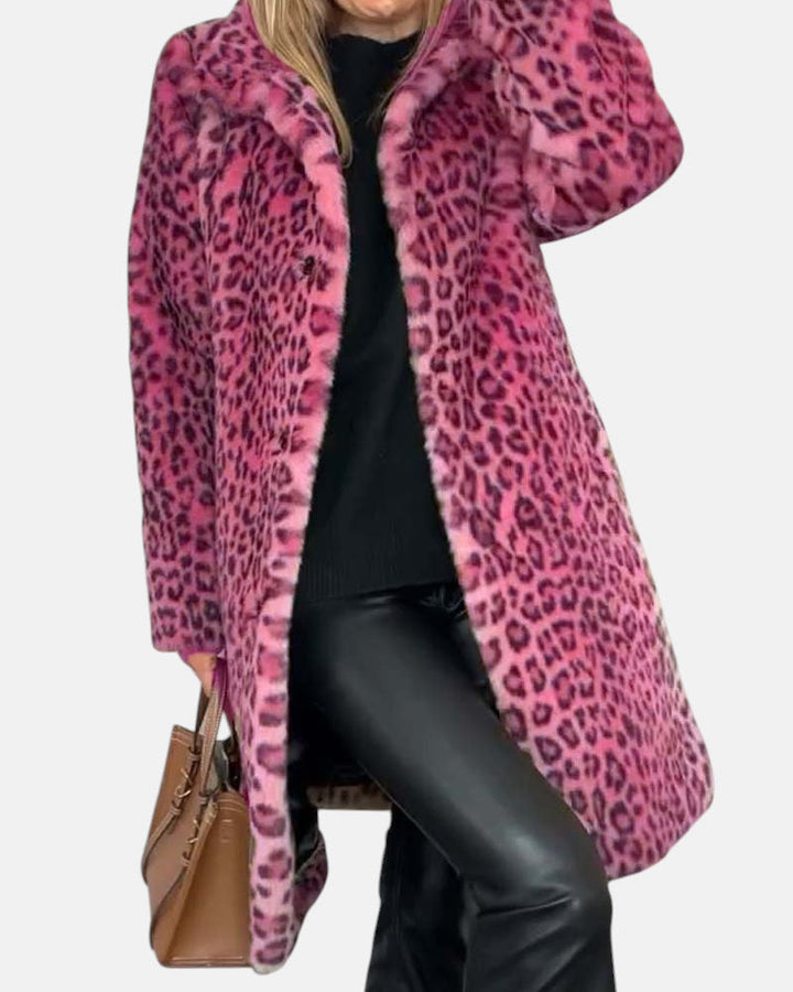 LEIA - Manteau long doux à imprimé léopard