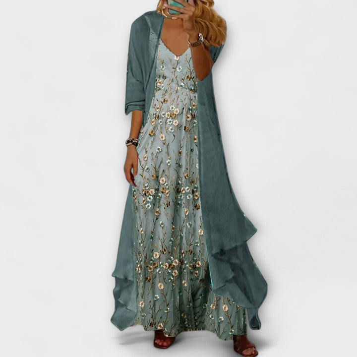 Mara - Vestido largo con chaqueta (conjunto de 2 piezas)