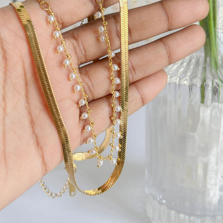 Marizanne | Collier Ras-du-cou Serpent Luxe & Parure de Perles Or 18 carats