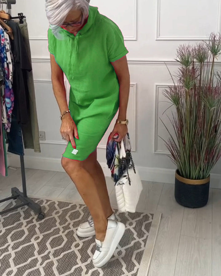 Nyla | Comfortable Short-Sleeved Casual Dress with Hood