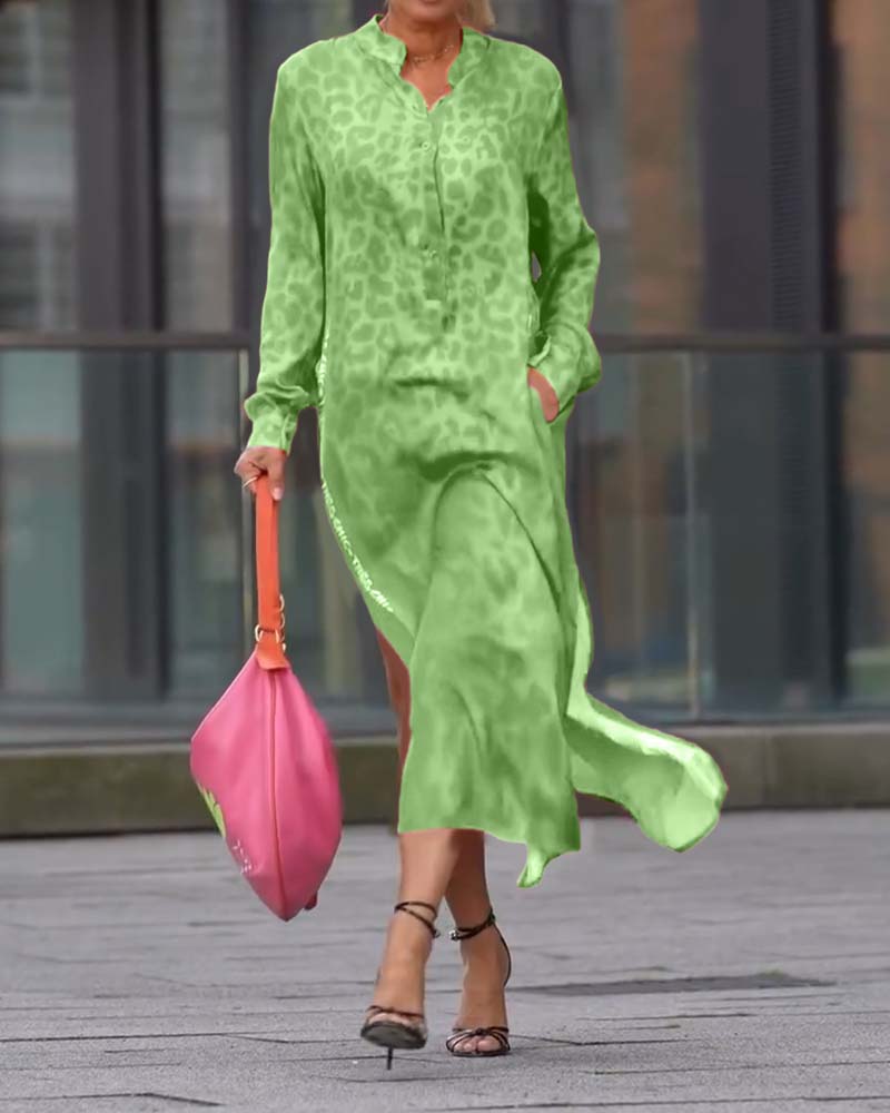 Keyla | Fashionable Dress with Leopard Print and Slit