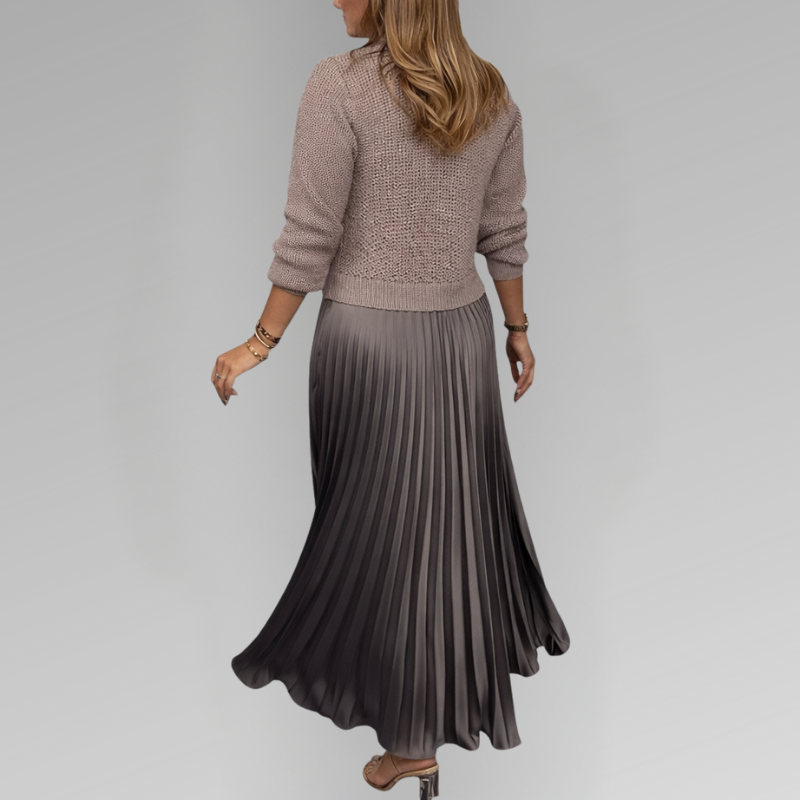 Claudia - Robe longue avec pull et jupe plissée