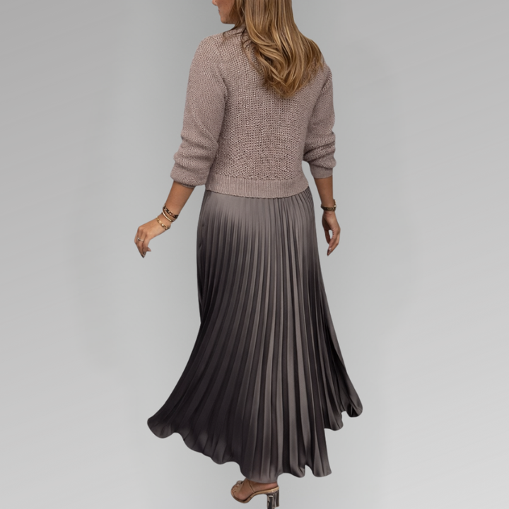 Claudia - Robe longue avec pull et jupe plissée