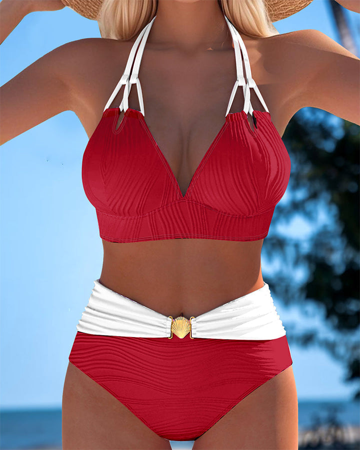 Lily™ | Maillot de bain taille haute à double bretelle avec couleur contrastante