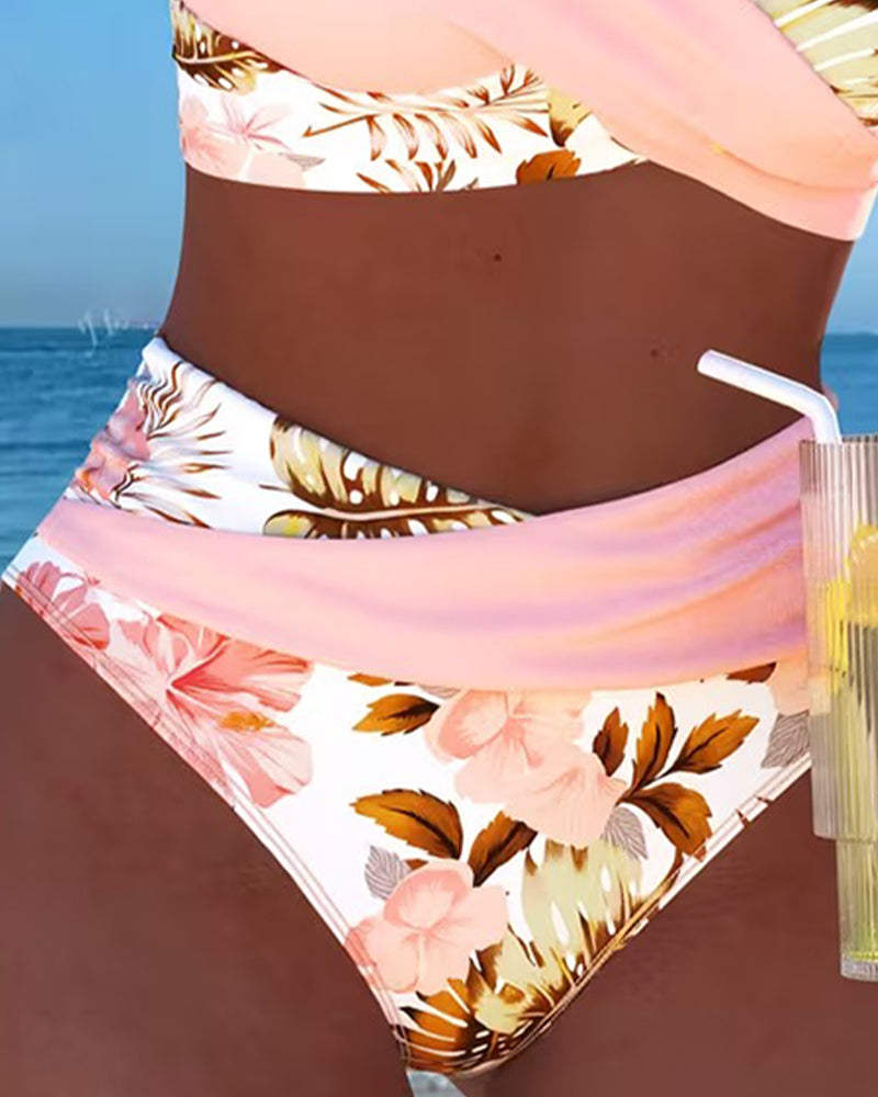 Jolina™ | Bikini fendu à contraste floral