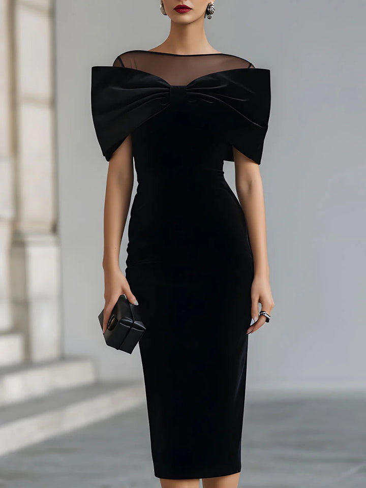 Robe midi élégante pour femme | avec nœud et tulle