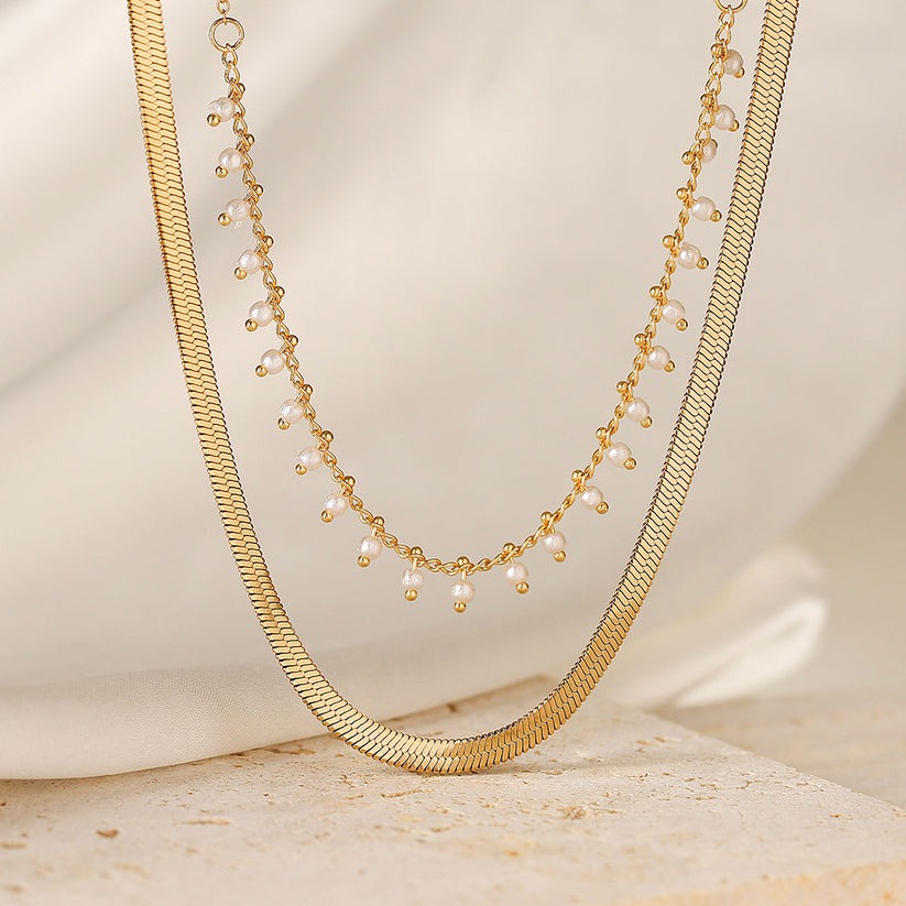Marizanne | Collier Ras-du-cou Serpent Luxe & Parure de Perles Or 18 carats