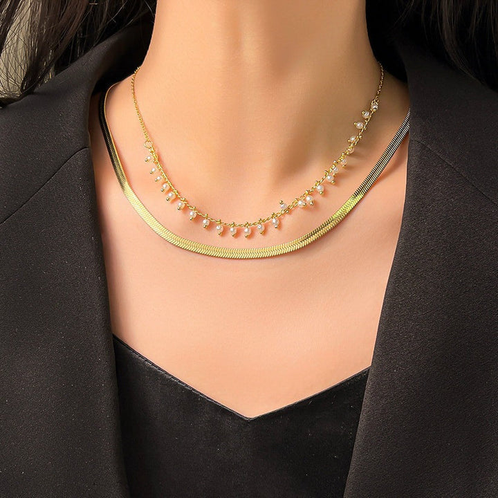 Marizanne | Collier Ras-du-cou Serpent Luxe & Parure de Perles Or 18 carats