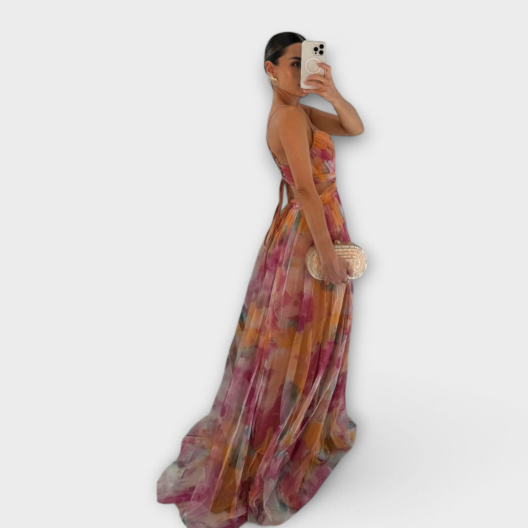 Vestido largo Annai de malla - Elegante y que realza la figura