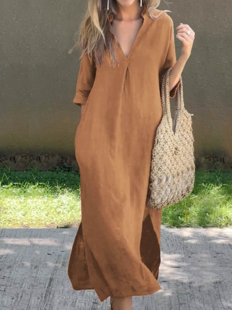 Women’s Casual V-Neck Midi Dress