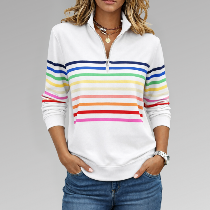 Vienna | Rainbow Striped Zip Sweatshirt
