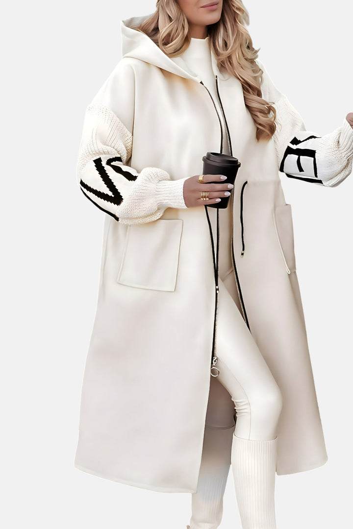 PEGGY - Manteau pour femme avec manches en maille et capuche