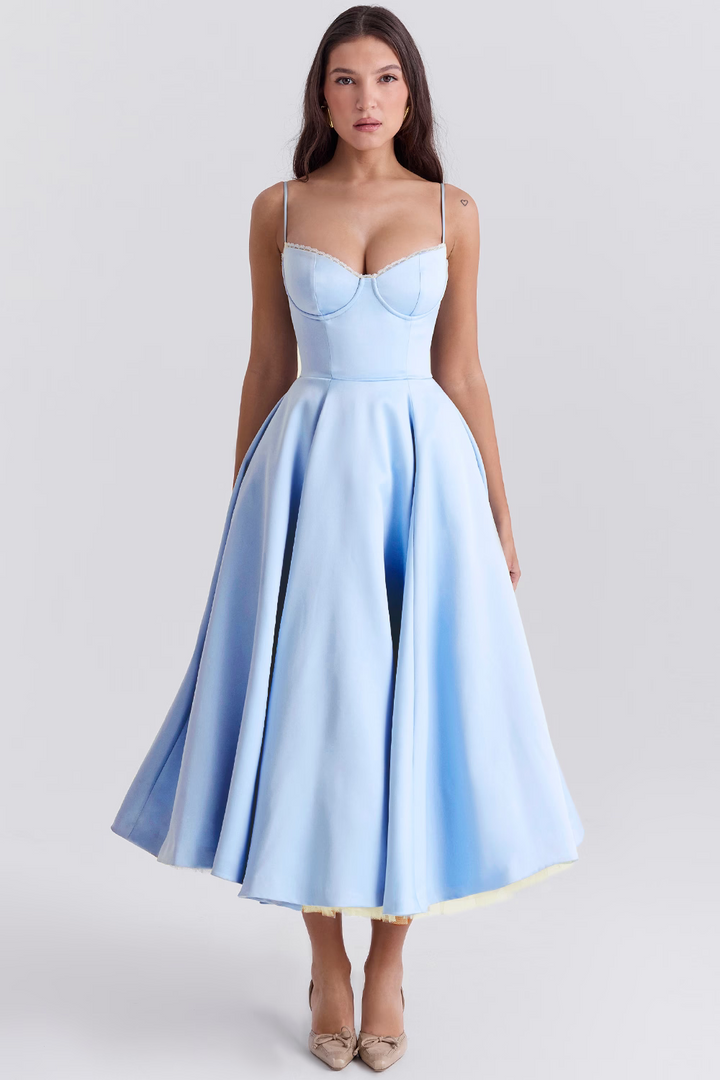 Elegantes A-Linien-Midikleid für Damen mit Spaghettiträgern