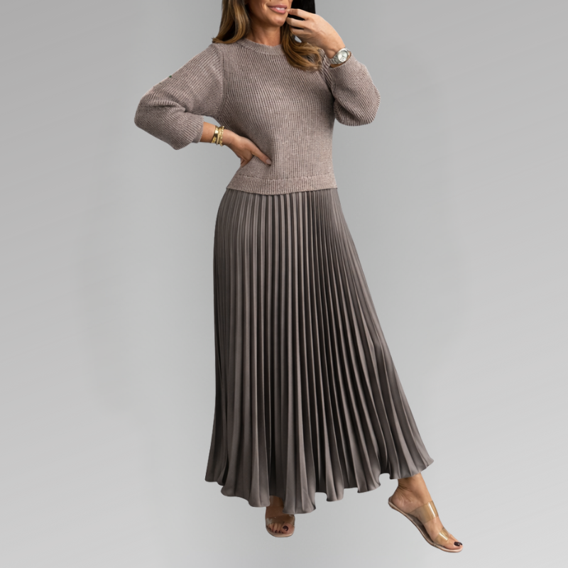 Claudia - Robe longue avec pull et jupe plissée