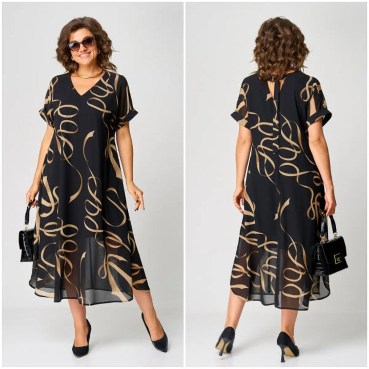 Milena | Vestido Feminino de Chiffon para Mulheres Curvilíneas