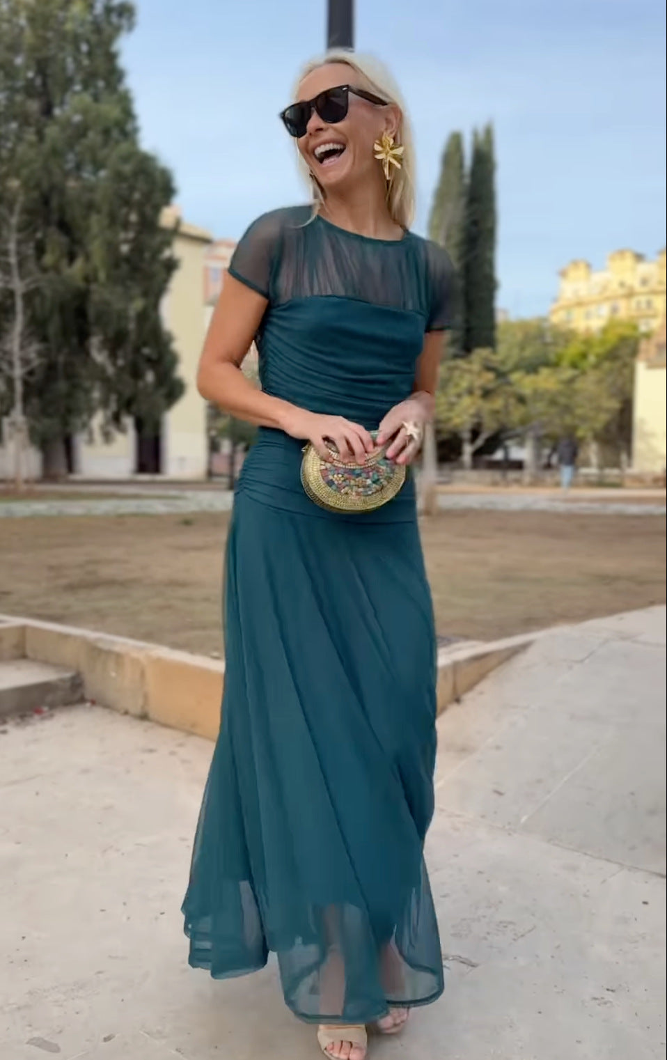 Lauren | Robe en chiffon à encolure ronde pour femmes