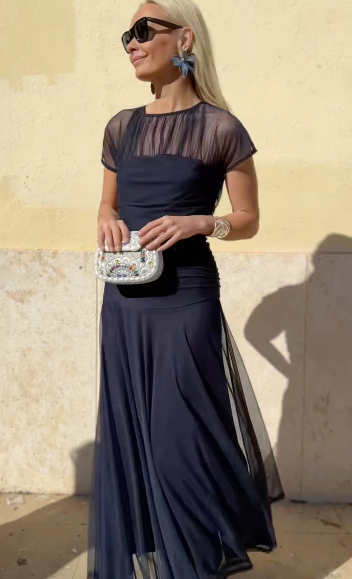 Lauren | Robe en chiffon à encolure ronde pour femmes