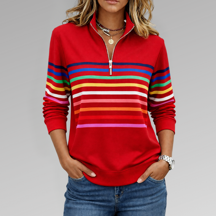 Vienna | Rainbow Striped Zip Sweatshirt