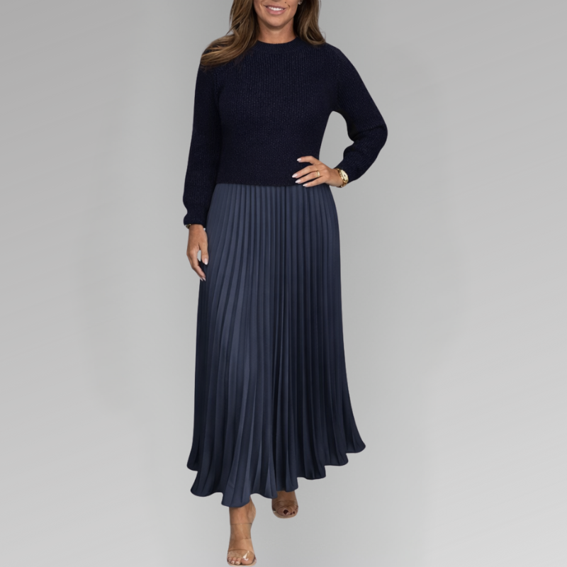 Claudia - Robe longue avec pull et jupe plissée