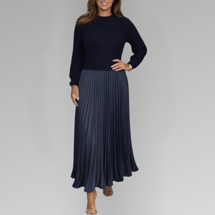 Claudia - Robe longue avec pull et jupe plissée