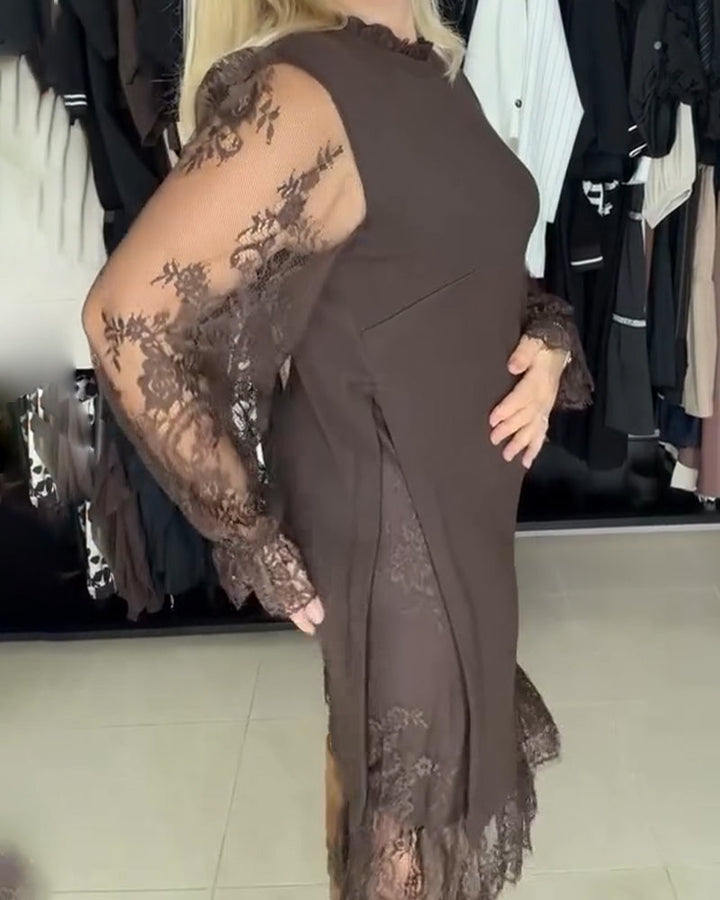Vestido Elegante Feminino | com Renda e Fenda