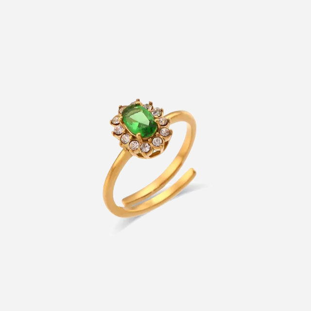 Amaryelle | Bague en zirconium vert en or 18 carats