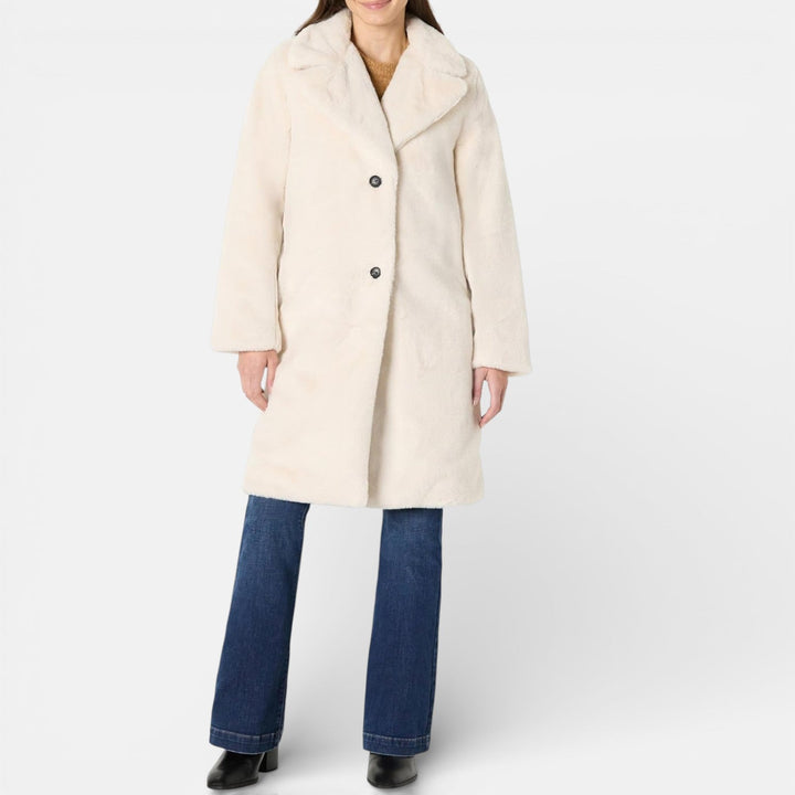 Lora | Manteau long pour femme à coupe décontractée en fausse fourrure avec col à revers