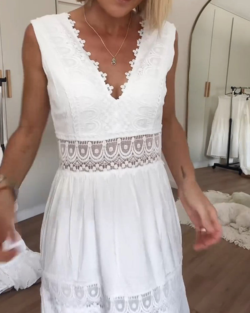 Daniela | Elegant Lace Tank Dress with V-Neck