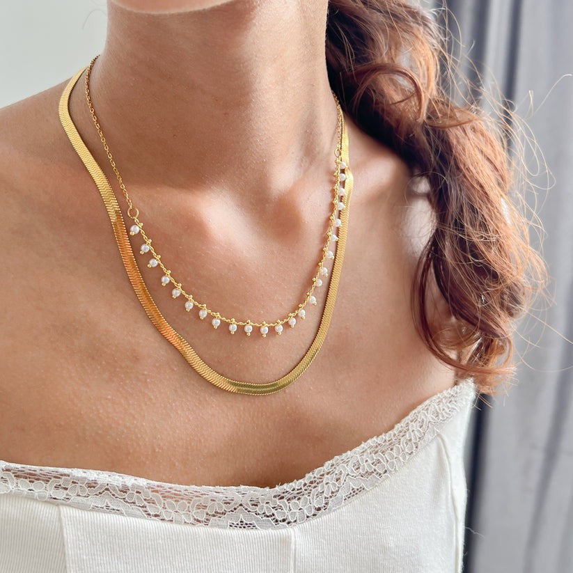 Marizanne | Collier Ras-du-cou Serpent Luxe & Parure de Perles Or 18 carats
