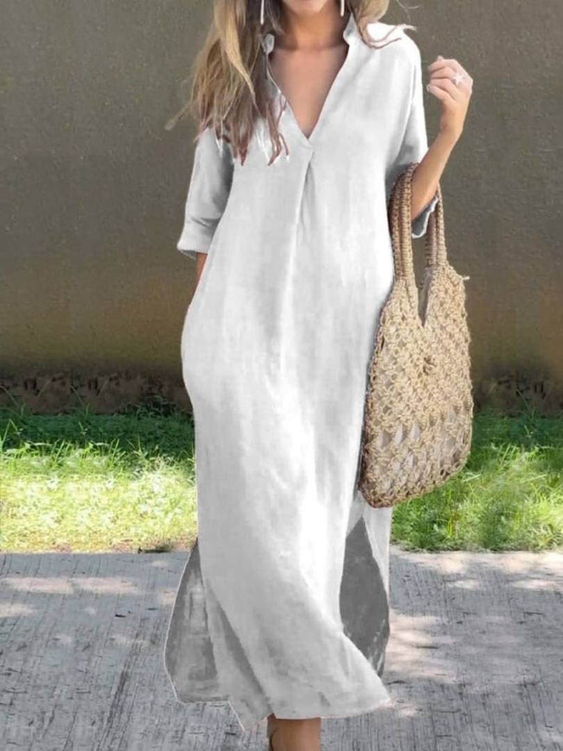 Women’s Casual V-Neck Midi Dress