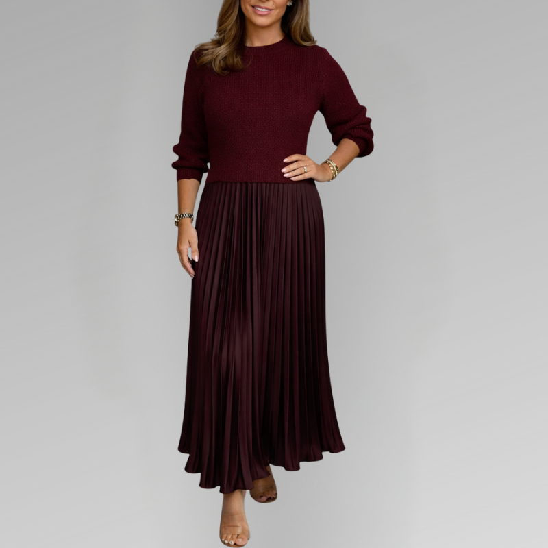 Claudia - Robe longue avec pull et jupe plissée