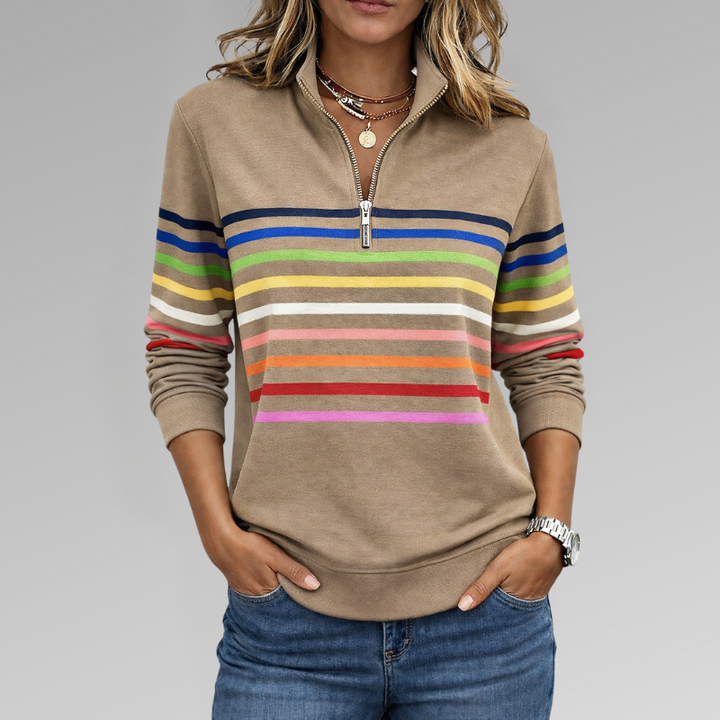 Vienna | Rainbow Striped Zip Sweatshirt