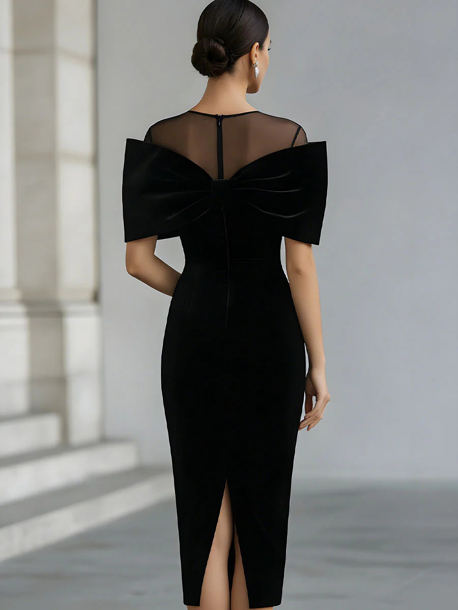 Robe midi élégante pour femme | avec nœud et tulle