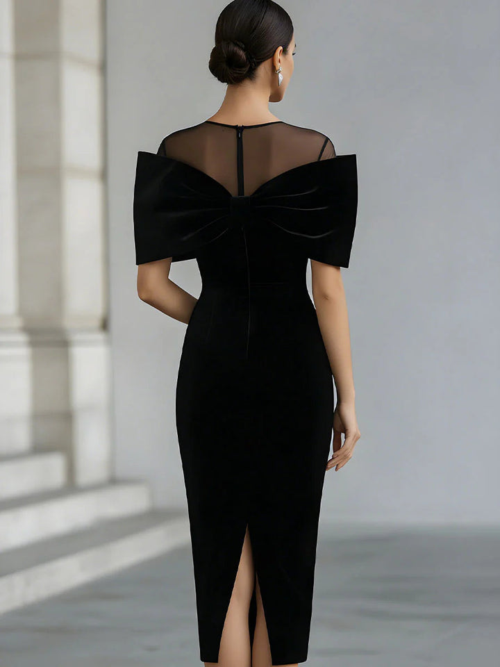Robe midi élégante pour femme | avec nœud et tulle