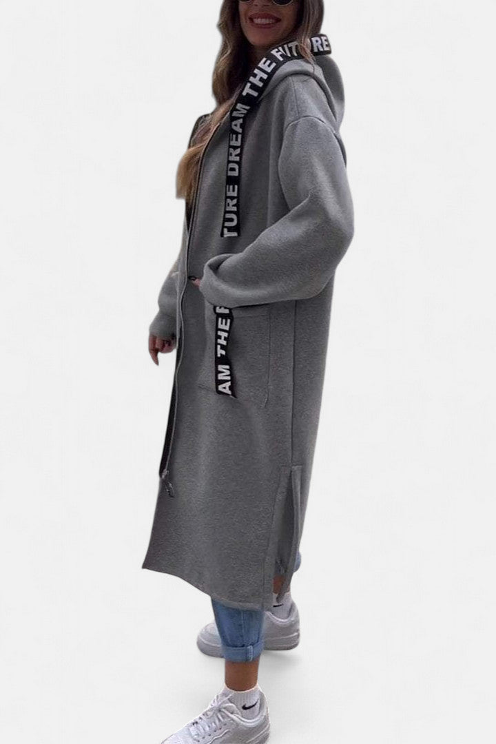 Manteau long élégant avec capuche