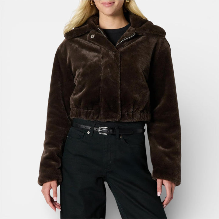 Wesley | Veste courte oversize en fausse fourrure avec col pour femmes