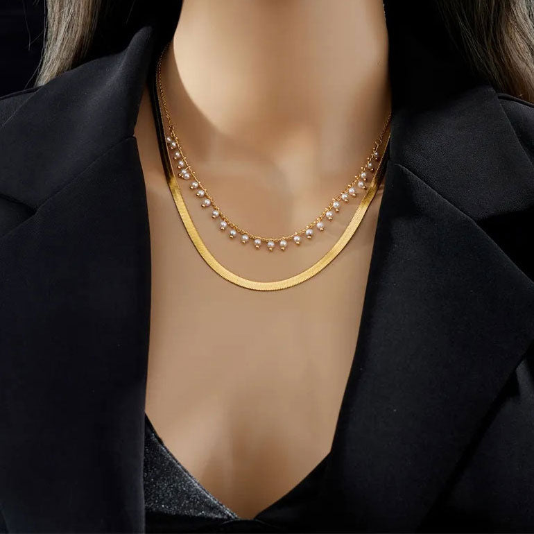 Marizanne | Collier Ras-du-cou Serpent Luxe & Parure de Perles Or 18 carats