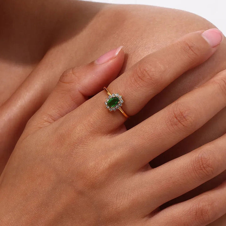 Amaryelle | Bague en zirconium vert en or 18 carats