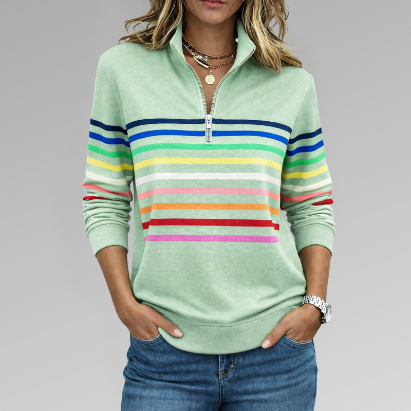Vienna | Rainbow Striped Zip Sweatshirt