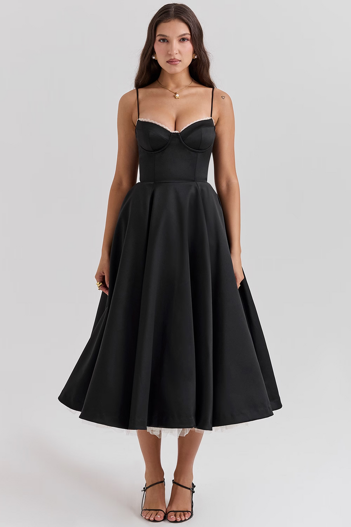 Elegantes A-Linien-Midikleid für Damen mit Spaghettiträgern