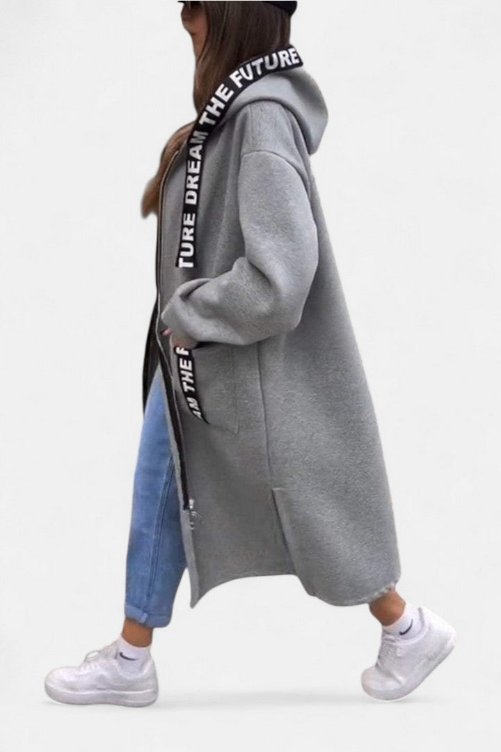 Manteau long élégant avec capuche
