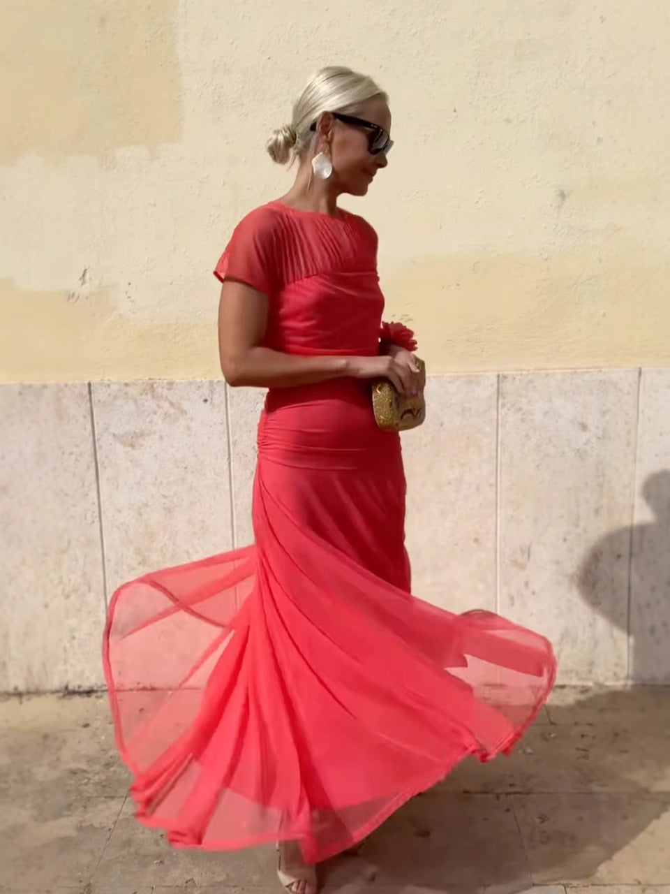 Lauren | Robe en chiffon à encolure ronde pour femmes
