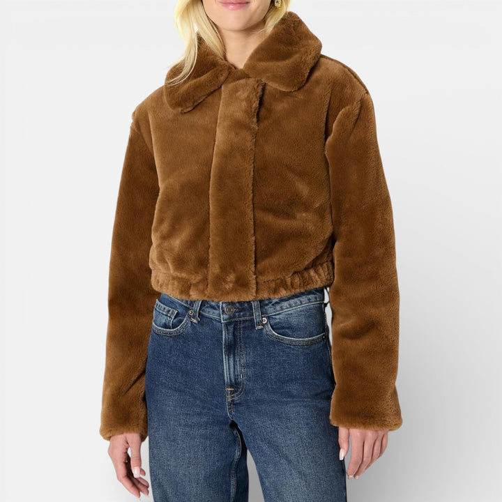 Wesley | Veste courte oversize en fausse fourrure avec col pour femmes