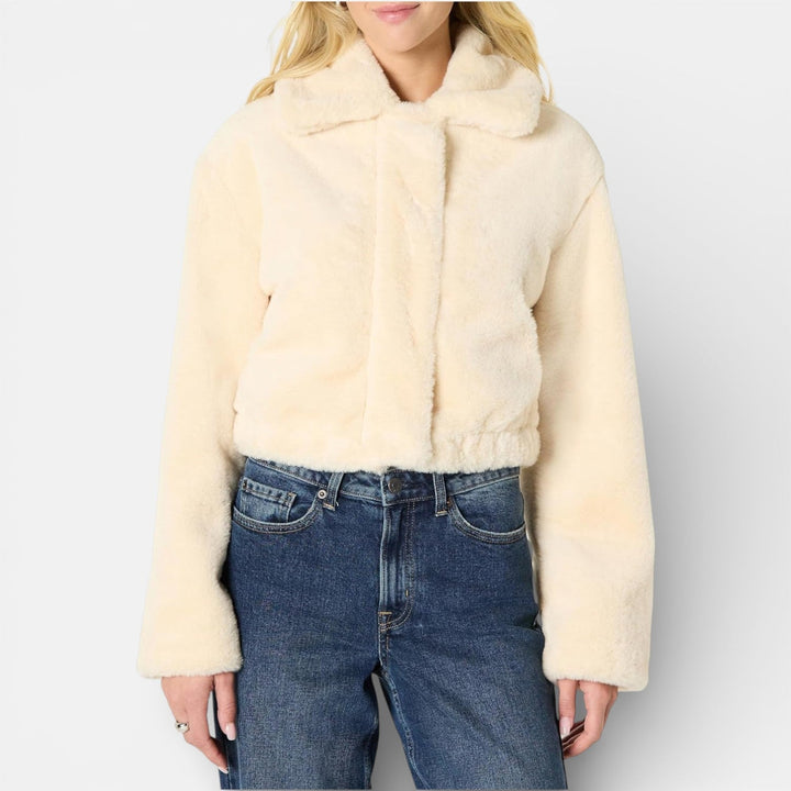 Wesley | Veste courte oversize en fausse fourrure avec col pour femmes